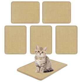 16 x 12 Inch Natural 6-Piece Cat Scratching Mats, Sisal Material Anti-Slip Latex Backing Furniture Protector